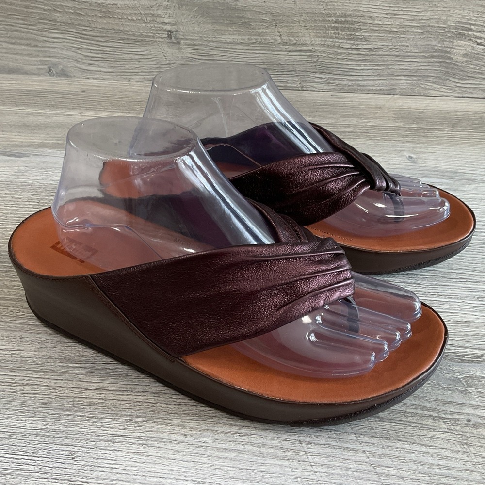 Fitflop Twist Womens Size 8 V16-806 Copper Brown Platform Sandals Toe Post